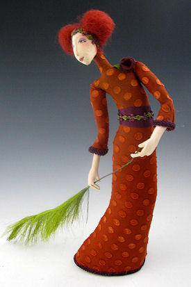 This striking 15” stump doll with wool roving hair is a study in gracefulness.
