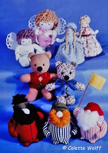Four Little Dolls - Sewing Pattern - Bear,Angel and dolls.