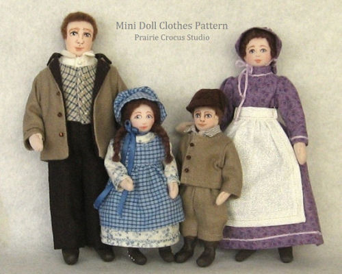 Pioneer Costume cloth doll Pattern For Miniature Mannequins Family