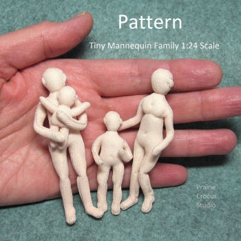 1:24 Scale - Tiny Mannequins Family Cloth Doll Pattern