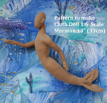 Merman 1:6 Scale Cloth Mannequin 13” (33cm) Cloth Doll Pattern