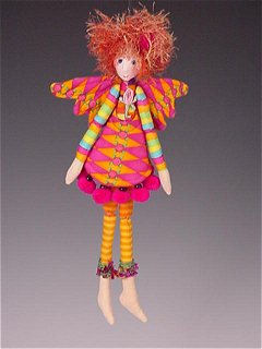 fun little 11" fairy can be made silly or sweet cloth doll pattern designed by Julie McCullough.