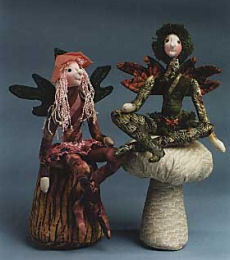 Cloth Doll Pattern For Dainty little 10" seated fairies can be made with a felt flower hat or crocheted acorn cap.