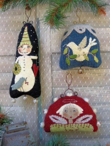 4" by 3" Red Angel Ornament, 3" by 4" Dove Dome-Shaped Ornament, and 7" Snow Guy Ornament.