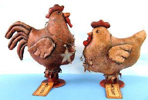 Aunt Birdie & Uncle Lock - Rooster and Hen Cloth Doll Animal Sewing Pattern