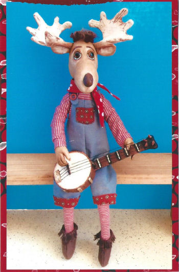 Banjo Moose – 17" Painted Muslin Moose - Cloth Animal Doll Sewing Pattern