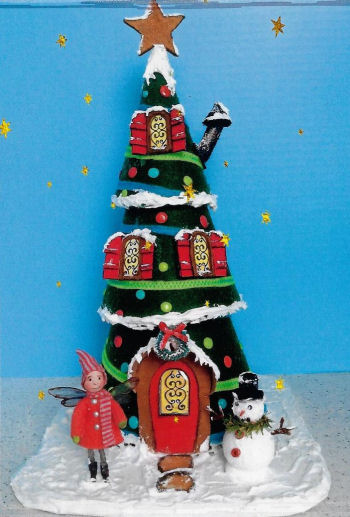 15” Felt Christmas Tree House Art Doll Sewing Pattern
