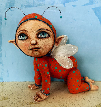 7" by 7" Painted Fabric Fairy