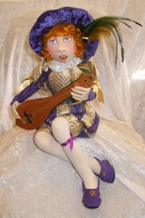 The pattern for this beautifully dressed 12” figure includes instructions for the mandolin he plays.