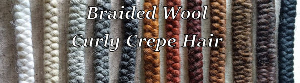 Braided Wool Curly Crepe Hair for Doll Making. 