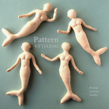 Mermaid Cloth Doll - 4.5" Mannequin - Cloth Doll Pattern 