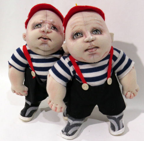 Tweedledee and Tweedledum cloth doll pattern by Sharon Mitchell