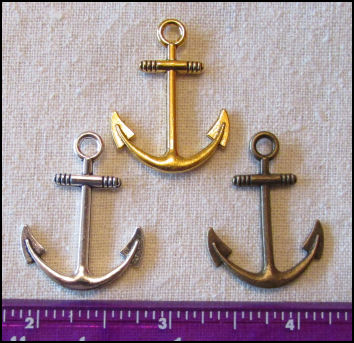 Steampunk Trinkets - Nautical Theme for Art Dolls - Silver, gold, & bronze anchors