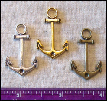 Steampunk Trinkets - Nautical Theme for Art Dolls - Silver, gold, & bronze anchors 