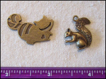 Steampunk Trinkets - Whimsical Theme for Doll Making - Bronze raccoon & squirrel