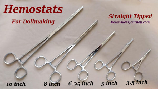 Hemostats For Cloth Doll Making - Straight, 10 inch, 8 inch, 6.25 inch, 5 inch, 3.5 inch