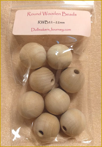 4 sizes of wood beads for your crafting or doll making projects!